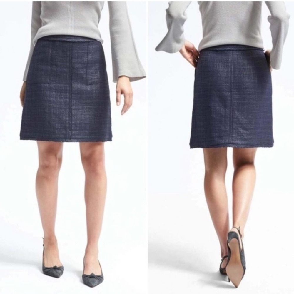 Banana Republic Navy Textured Pencil Skirt